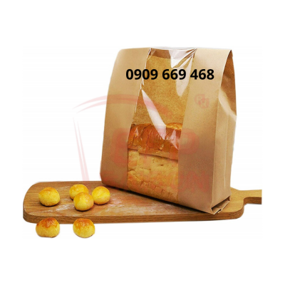 Túi Giấy Đựng Bánh Có Cửa Sổ PET – Bao Bì Kraft Cho Tiệm Bánh, Bakery Take Away